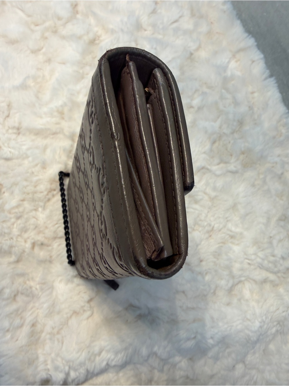 Vintage Gucci Guccissima Taupe Leather Continental Wallet GG Logo Italy - Picture 6 of 16